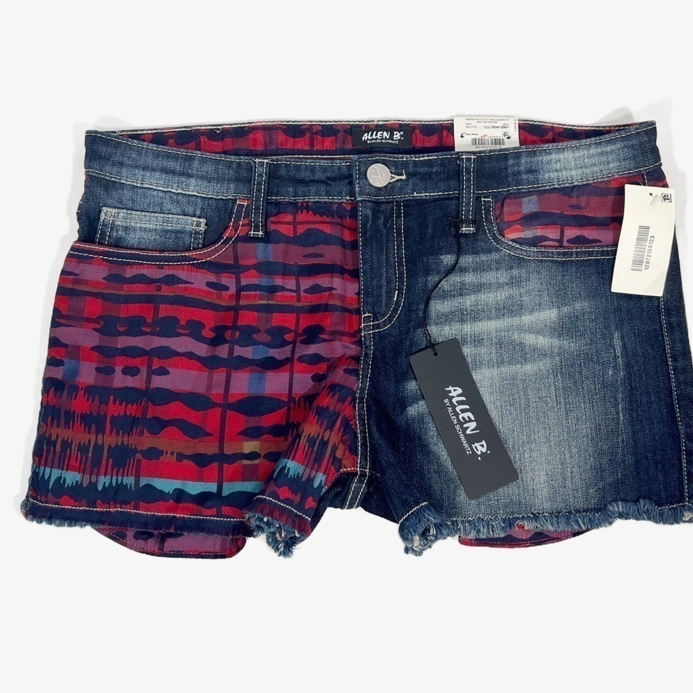 NWT Allen B by Allan Schwartz Mixed Media Vintage Blue Denim Shorts size 12 - Picture 5 of 11